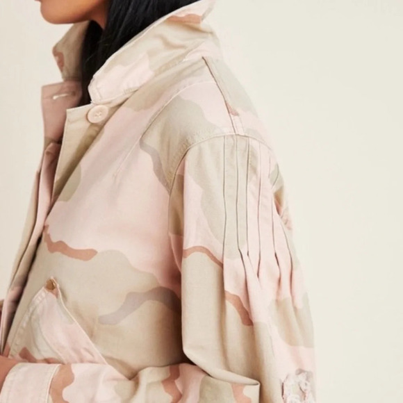 ANTHROPOLOGIE Lida Pink Camouflage Utility Jacket Coat XXS - Picture 4 of 16